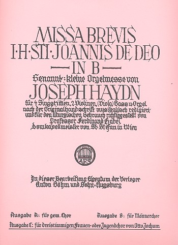 [95460] Kleine Orgelsolomesse, Hob. XXII:7 - SSA