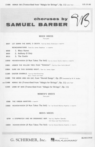 [146928] Agnus Dei, op. 11