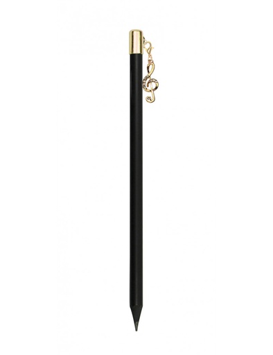 [500499] Bleistift mit Violinschlüssel-Charm-Anhänger Gold