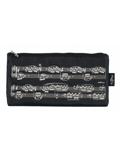 [504689] Pencil Case Notelines Black/White
