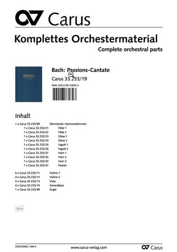 [509549] Passions-Cantate - Die letzten Leiden des Erlösers Wq 233/BR-CPEB D 2