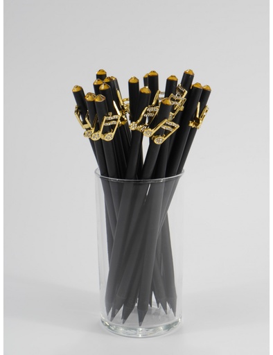 [509869] Bleistift mit Noten-Charm & Kristall Gold