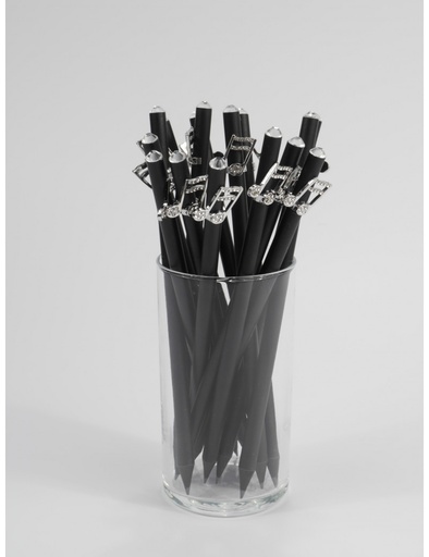 [509870] Bleistift mit Noten-Charm & Kristall Silber