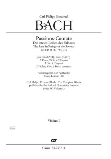 [509886] Passions-Cantate - Die letzten Leiden des Erlösers Wq 233/BR-CPEB D 2