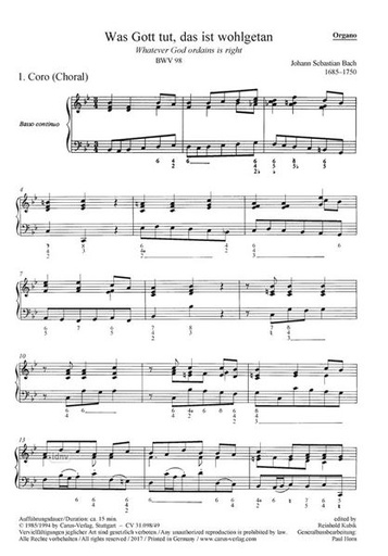 [511061] Was Gott tut, das ist wohlgetan, BWV 98 - 1. Vertonung