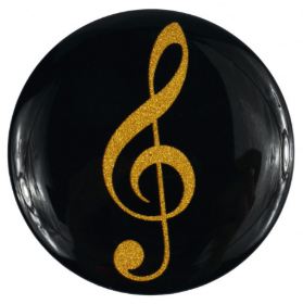 [512117] Magnet Button Violinschlüssel Gold/Glitter