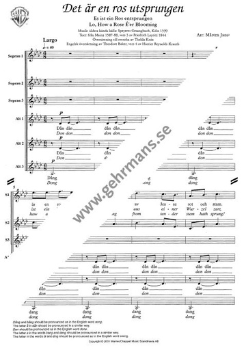 [513012] Det är en ros utsprungen / Es ist ein Ros entsprungen / Lo how a rose e'er blooming