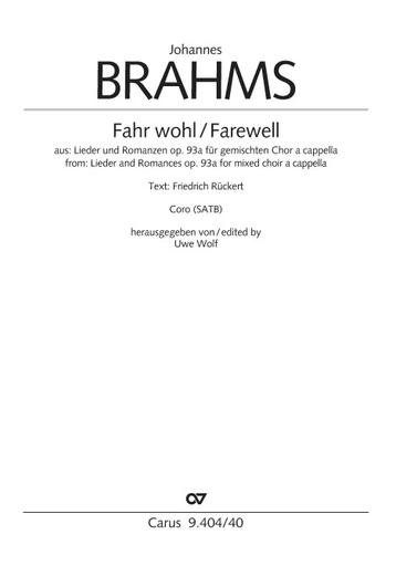[513582] Fahr wohl / Farewell (aus Lieder und Romanzen op. 93a)