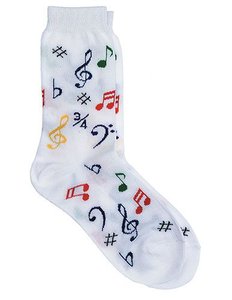 [258345] Damensocken Musiksymbole - Weiss