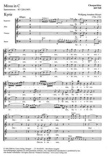 [103464] Missa in C KV 220 (Spatzenmesse)