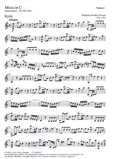[103466] Missa in C KV 220 (Spatzenmesse)