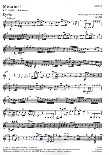 [103467] Missa in C, KV 220 (Spatzenmesse)