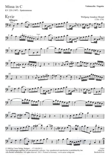 [103468] Missa in C, KV 220 (Spatzenmesse)